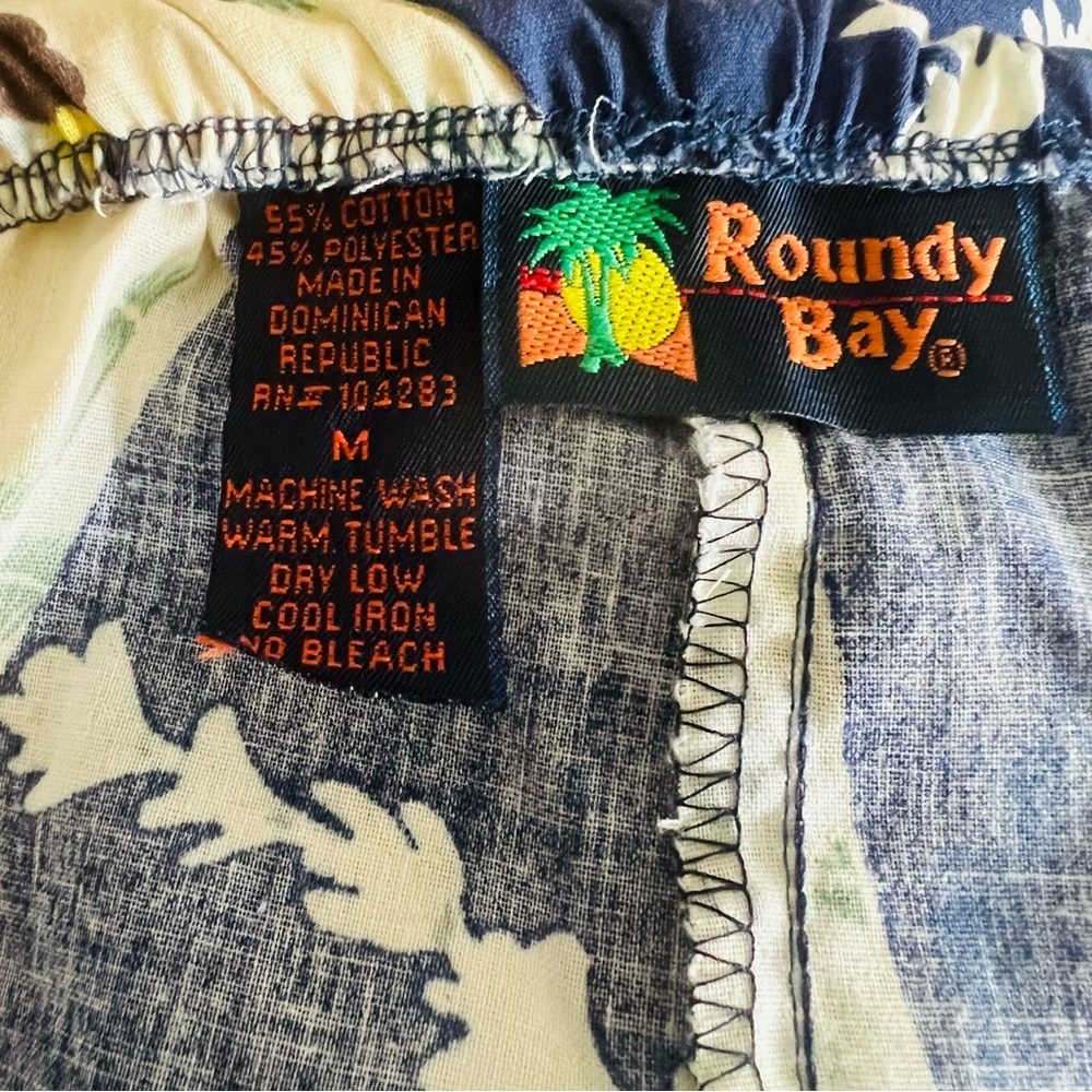 VTG Roundy Bay Hawaiian Capri Pants Blue Vacay Retro Boho Hipster Cruise - Picture 6 of 6
